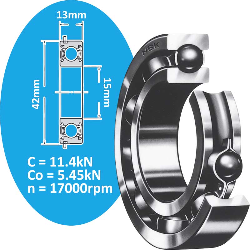 6302ZZNR Vòng bi cầu rãnh sâu d15 NSK