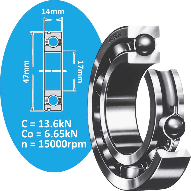 6303N Vòng bi cầu rãnh sâu d17 NSK