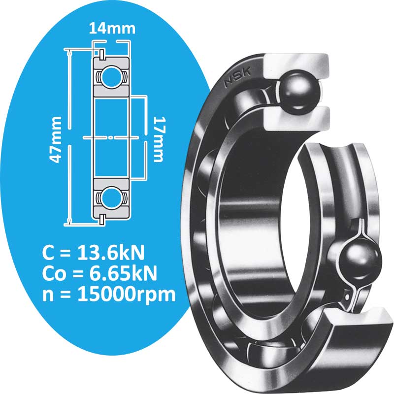 6303NR Vòng bi cầu rãnh sâu d17 NSK