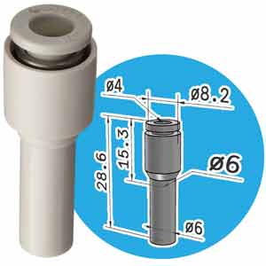 KQ2R04-06A Đầu nối nhanh giảm 4mm SMC