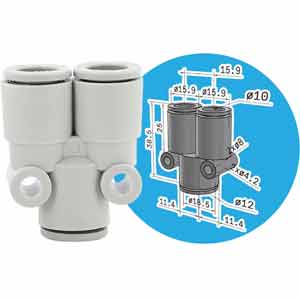 KQ2U10-12A Đầu nối chữ Y khác cỡ 10mm SMC