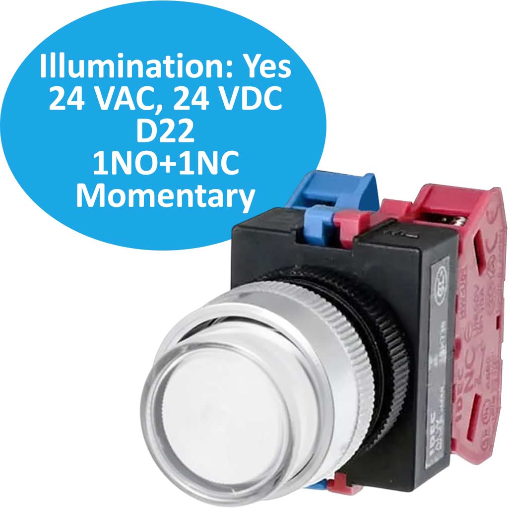 ALW22211DW nút nhấn nhả có đèn phi 22 trắng Idec