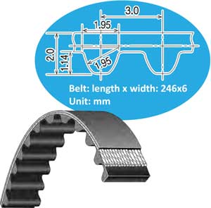Transmission belt BANDO 60 S3M 246