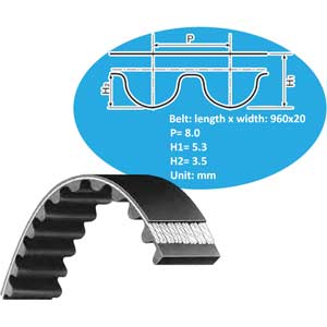 Dây curoa răng BANDO 960 H8M 20