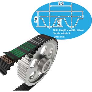 Dây curoa răng BANDO 400 HP-S8M 632