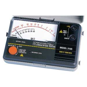 Đồng hồ đo điện trở cách điện KYORITSU 3166 Hiển thị tương tự; Tham số đo lường: Điện áp xoay chiều, Điện trở; 2000MOhm; 1000VAC; 550µADC