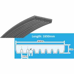 Dây curoa (Rubber V-ribbed belt) MITSUBOSHI 8PK1650