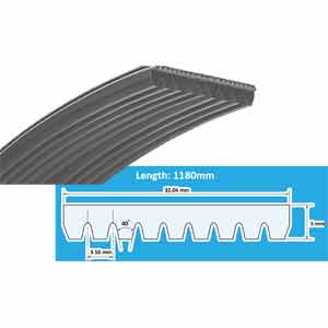 Dây curoa (Rubber V-ribbed belt) MITSUBOSHI 9PK1180