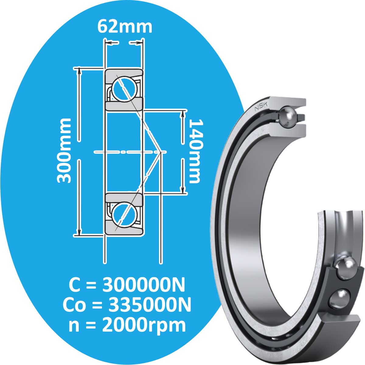 Vòng bi cầu tiếp xúc góc NSK 7328A