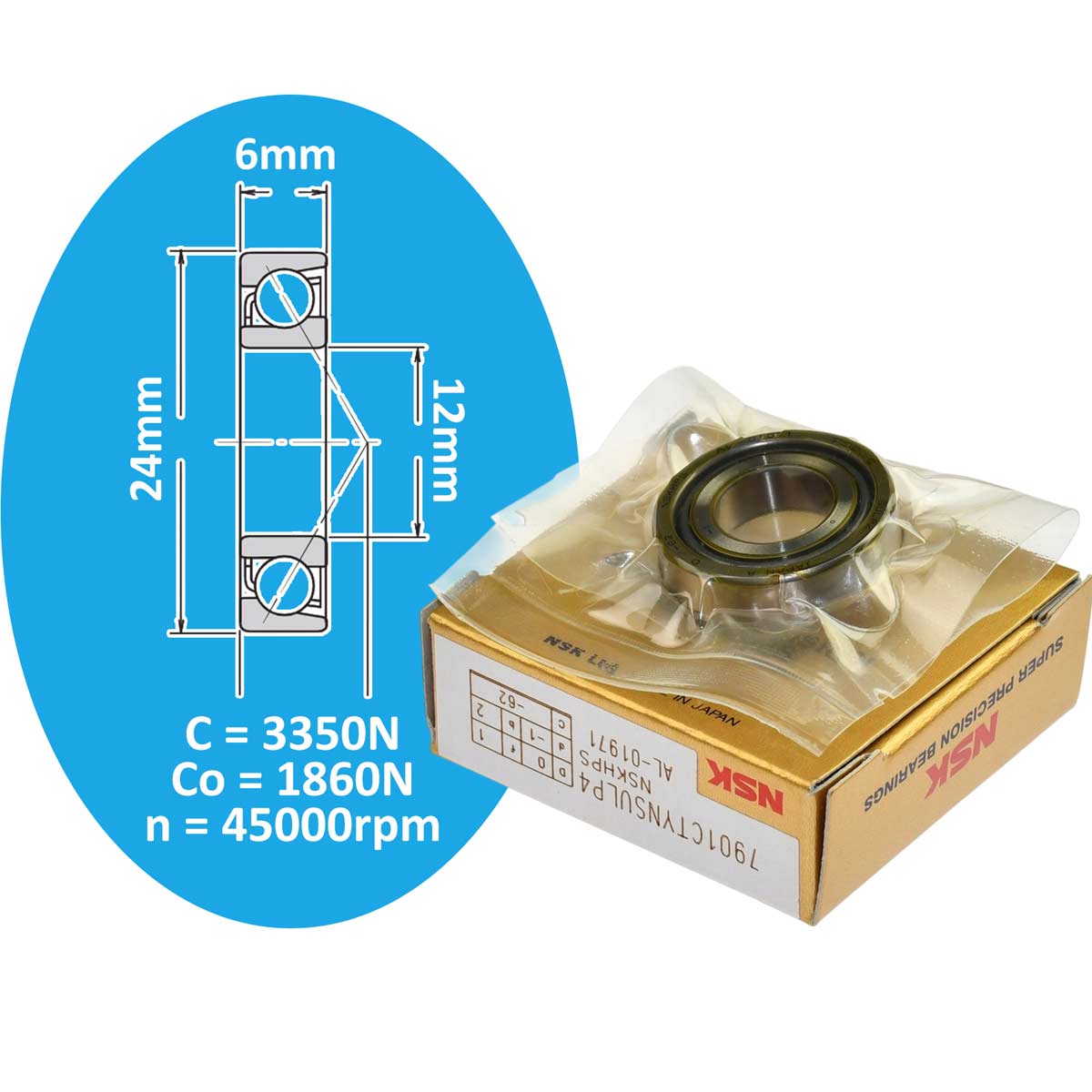 Vòng bi cầu tiếp xúc góc NSK 7901CTYNSULP4