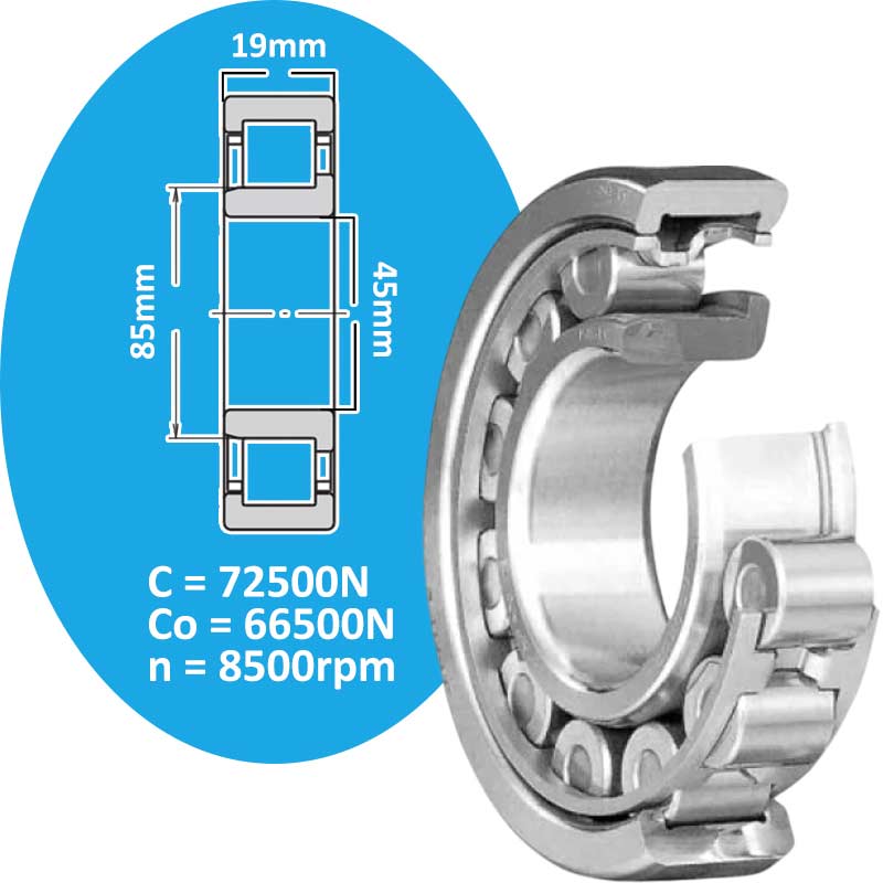 NJ209EW Vòng bi đũa trụ d45 NSK