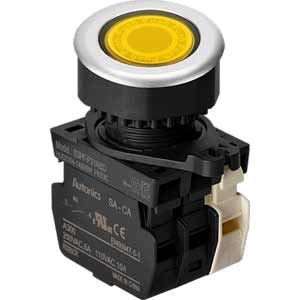 Nút nhấn nhả có đèn AUTONICS S3PF-P3YABLM 110-220VAC D30 1NO+1NC (Vàng)