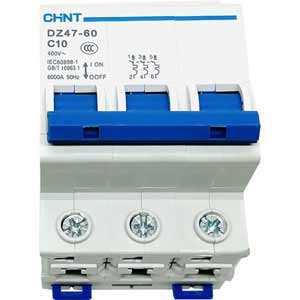 Aptomat cài (MCB) CHINT DZ47-60 C10-3P-6kA