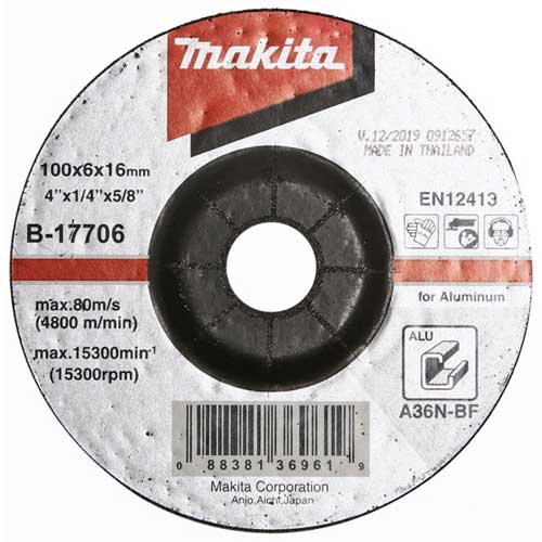 Đá mài (Nhôm) MAKITA B-17706 Hình dạng: Disc; Brown aluminium oxide (A); Unthreaded stud; 100mm; Chiều cao : 6mm