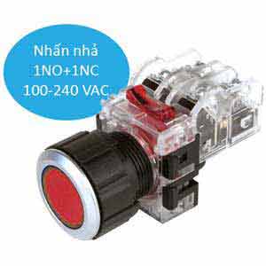 Nút nhấn nhả có đèn HANYOUNG MRX-NM1A0R 110-220VAC D25 1NO+1NC (Đỏ)