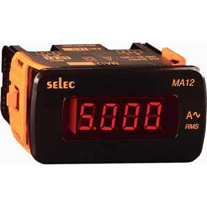 Đồng hồ ampe SELEC MA12 Màn hình LED; 240VAC; Dải đo dòng điện: 50mA...5A; Kích thước lỗ cắt: W91.5xH91.5mm