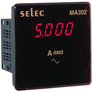 Đồng hồ ampe SELEC MA302 Màn hình LED; 240VAC; Dải đo dòng điện: 50mA...5A; Kích thước lỗ cắt: W45xH22.2mm