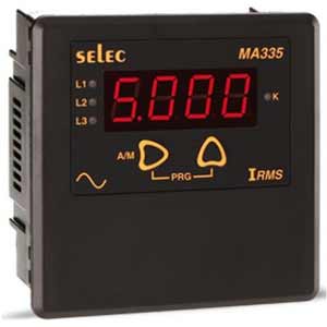 Đồng hồ ampe SELEC MA335 Màn hình LED; 240VAC; Dải đo dòng điện: 50mA...6A; Kích thước lỗ cắt: W45xH22.2mm