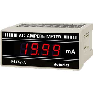 Đồng hồ đo hiển thị số (cho ampe kế) AUTONICS M4W-AA-1 Màn hình LED; Nguồn cấp: 100...240VAC; Thông số đo lường: Current (AC); Dải hiển thị: 0...19.99; Đơn vị hiển thị: mAAC; Kích thước lỗ cắt: W92xH45mm