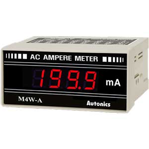 Đồng hồ đo hiển thị số (cho ampe kế) AUTONICS M4W-AAR-2 Màn hình LED; Nguồn cấp: 100...240VAC; Thông số đo lường: Current (AC); Dải hiển thị: 0...199.9; Đơn vị hiển thị: mAAC; Kích thước lỗ cắt: W92xH45mm