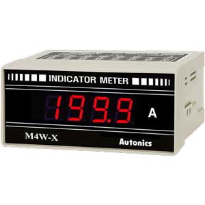 Đồng hồ đo hiển thị số (cho ampe kế) AUTONICS M4W-AA-XX Màn hình LED; Nguồn cấp: 100...240VAC; Thông số đo lường: Current (AC); Dải hiển thị: 0...1999; Kích thước lỗ cắt: W92xH45mm