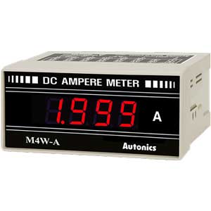 Đồng hồ đo hiển thị số (cho ampe kế) AUTONICS M4W-DA-5 Màn hình LED; Nguồn cấp: 100...240VAC; Thông số đo lường: Current (DC); Dải hiển thị: 0...1.999; Đơn vị hiển thị: ADC; Kích thước lỗ cắt: W92xH45mm