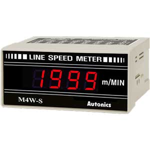 Đồng hồ đo hiển thị số (cho ampe kế) AUTONICS M4W-S-DX Màn hình LED; Nguồn cấp: 100...240VAC; Thông số đo lường: Passing speed; Dải hiển thị: 0...1999; Kích thước lỗ cắt: W92xH45mm