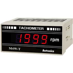 Đồng hồ đo hiển thị số (cho ampe kế) AUTONICS M4W-T-1 Màn hình LED; Nguồn cấp: 100...240VAC; Thông số đo lường: Rotation; Dải hiển thị: 0...1999; Đơn vị hiển thị: rpm; Kích thước lỗ cắt: W92xH45mm