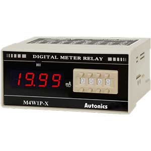 Đồng hồ đo hiển thị số (cho ampe kế) AUTONICS M4W1P-AAR-1 Màn hình LED; Nguồn cấp: 100...240VAC; Thông số đo lường: Current (AC); Dải hiển thị: 0...19.99; Đơn vị hiển thị: mAAC; Kích thước lỗ cắt: W92xH45mm
