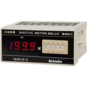 Đồng hồ đo hiển thị số (cho ampe kế) AUTONICS M4W1P-W-1 Màn hình LED; Nguồn cấp: 100...240VAC; Thông số đo lường: Power (Active); Dải hiển thị: 0...199.9; Đơn vị hiển thị: W; Kích thước lỗ cắt: W92xH45mm