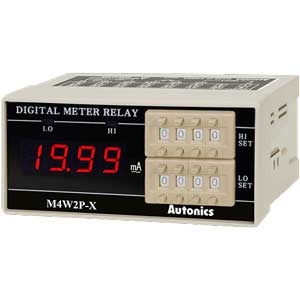Đồng hồ đo hiển thị số (cho ampe kế) AUTONICS M4W2P-AA-1 Màn hình LED; Nguồn cấp: 100...240VAC; Thông số đo lường: Current (AC); Dải hiển thị: 0...19.99; Đơn vị hiển thị: mAAC; Kích thước lỗ cắt: W92xH45mm