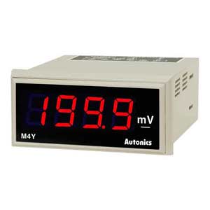 Đồng hồ đo hiển thị số AUTONICS M4Y-DV-1 Màn hình LED; Nguồn cấp: 100...240VAC; Thông số đo lường: Voltage (DC); Dải hiển thị: 0...199.9; Đơn vị hiển thị: mVDC; Kích thước lỗ cắt: W68xH31.5mm