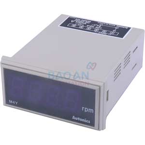 Đồng hồ đo hiển thị số AUTONICS M4Y-T-1 Màn hình LED; Nguồn cấp: 100...240VAC; Thông số đo lường: Rotation; Dải hiển thị: 0...1999; Đơn vị hiển thị: rpm; Kích thước lỗ cắt: W68xH31.5mm