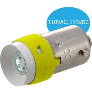 Đèn báo (loại có thể tháo rời đèn) IDEC LSED-HYN LED; 110VAC, 110VDC; Vàng; Đui ngạnh; BA9S/13