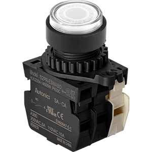 Nút nhấn D22-25mm (có đèn) AUTONICS S2PR-E3WABLM Có đèn; 100...240VAC; D22, D25; Trắng; 1NO+1NC; Nhấn nhả; Round full-guard (Flush); Chất liệu vỏ: Plastic; Chất liệu vòng bezel: Plastic