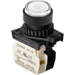 Nút nhấn D22-25mm (có đèn) AUTONICS S2PR-E3WBDM 12...24VDC, 12...24VAC; D22, D25; Trắng; 1NC; Nhấn nhả; Round full-guard (Flush); Chất liệu vỏ: Plastic; Chất liệu vòng bezel: Plastic