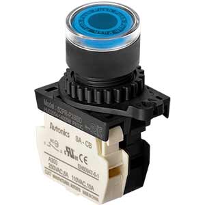 Nút nhấn D22-25mm (có đèn) AUTONICS S2PR-P3BBD Có đèn; 12...24VDC, 12...24VAC; D22, D25; Xanh da trời; 1NC; Nhấn nhả; Round full-guard (Flush); Chất liệu vỏ: Plastic; Chất liệu vòng bezel: Plastic