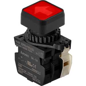 Nút nhấn D22-25mm (có đèn) AUTONICS S2PRS-P3RUABLM Có đèn; 100...240VAC; D22, D25; Đỏ; 1NO+1NC; Nhấn nhả; Square full-guard (Flush); Chất liệu vỏ: Plastic; Chất liệu vòng bezel: Plastic