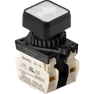 Nút nhấn D22-25mm (có đèn) AUTONICS S2PRS-P3WL2BLM Có đèn; 100...240VAC; D22, D25; Trắng; 2NC; Nhấn nhả; Square full-guard (Flush); Chất liệu vỏ: Plastic; Chất liệu vòng bezel: Plastic
