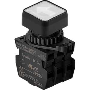 Nút nhấn D22-25mm (có đèn) AUTONICS S2PRS-P3WU2ALM Có đèn; 100...240VAC; D22, D25; Trắng; 2NO; Nhấn nhả; Square full-guard (Flush); Chất liệu vỏ: Plastic; Chất liệu vòng bezel: Plastic