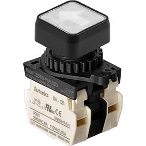 Nút nhấn D22-25mm (có đèn) AUTONICS S2PRS-P3WU2BLM Có đèn; 100...240VAC; D22, D25; Trắng; 2NC; Nhấn nhả; Square full-guard (Flush); Chất liệu vỏ: Plastic; Chất liệu vòng bezel: Plastic