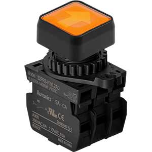 Nút nhấn D22-25mm (có đèn) AUTONICS S2PRS-P3YL2ALM Có đèn; 100...240VAC; D22, D25; Vàng; 2NO; Nhấn nhả; Square full-guard (Flush); Chất liệu vỏ: Plastic; Chất liệu vòng bezel: Plastic