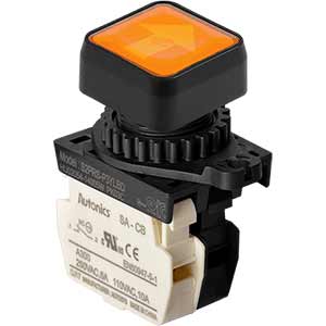 Nút nhấn D22-25mm (có đèn) AUTONICS S2PRS-P3YLBL Có đèn; 100...240VAC; D22, D25; Vàng; 1NC; Nhấn nhả; Square full-guard (Flush); Chất liệu vỏ: Plastic; Chất liệu vòng bezel: Plastic