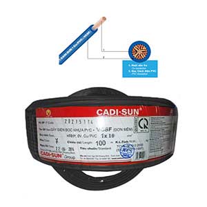 Dây điện đơn mềm ruột đồng CADISUN VCSF 1x10.0-B