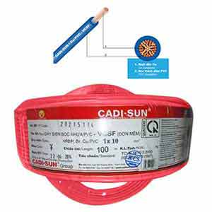 Dây điện đơn mềm ruột đồng CADISUN VCSF 1x10.0-R