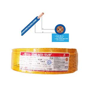 Dây điện đơn mềm ruột đồng CADISUN VCSF 1x4.0-Y CU; 1x4mm²; Lõi nhiều sợi đồng; Cách điện; Vàng