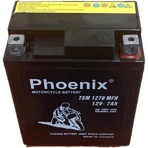 Ắc quy cho xe máy Phoenix TIBACO TSM 1270MFH 12VDC; 7Ah; Kiểu đấu nối: Clamp; Ứng dụng: Motorcycle
