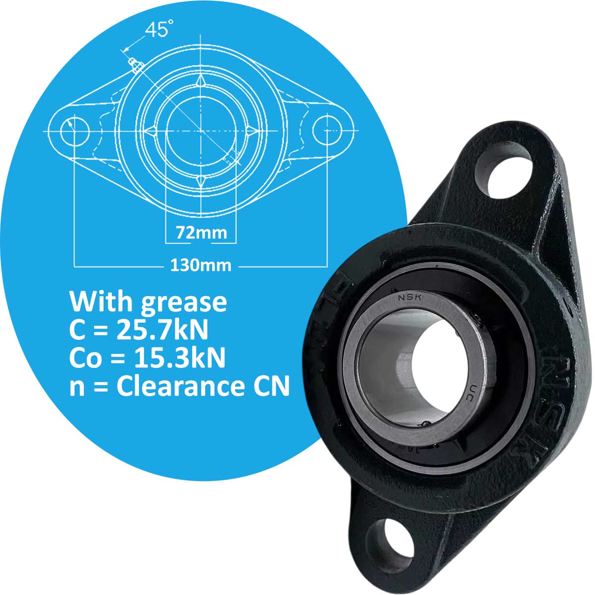 UCFL207D1 gối đỡ vòng bi kiểu mặt bích oval NSK