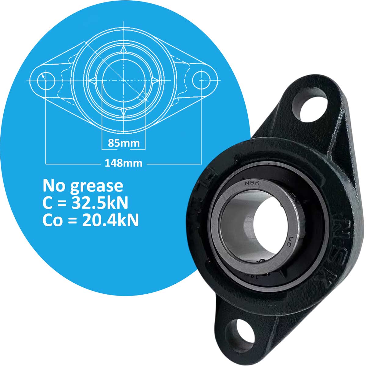 UCFL209 gối đỡ vòng bi kiểu mặt bích oval NSK