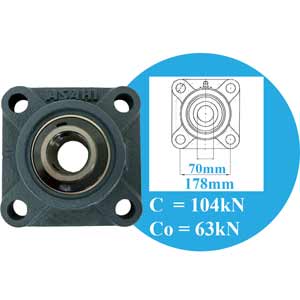 Gối đỡ vòng bi kiểu mặt bích hình vuông ASAHI UCF314